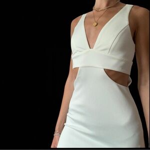 Women's Deep V-neckline Side Cut-out Detail Bodycon Full Zip Mini Dress - Small